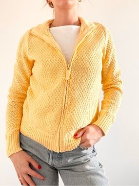 Charter Club Soft Knit Yellow Zip-Up Summer Sweater